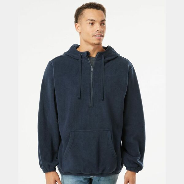 Men's Polar Fleece Quarter-Zip Hooded Pullover Thumbnail