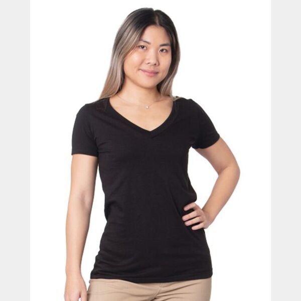 Women's USA-Made Fine Jersey V-Neck T-Shirt Thumbnail