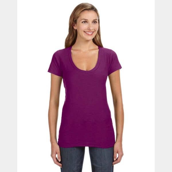 Ladies' V-Neck Slub T-Shirt Thumbnail