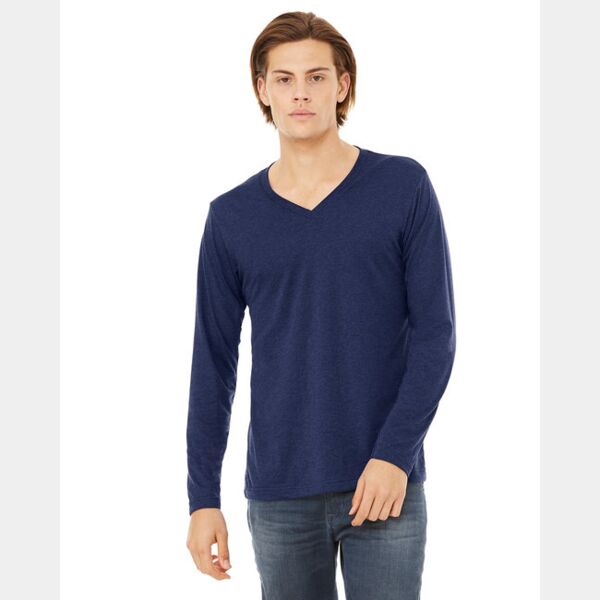 Unisex Jersey Long-Sleeve V-Neck T-Shirt Thumbnail