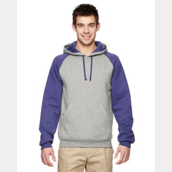 Adult NuBlend® Colorblock Raglan Pullover Hooded Sweatshirt Thumbnail