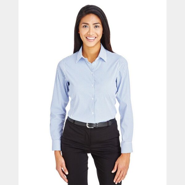 Women's CrownLux Performance® Micro Windowpane Woven Dress Shirt Thumbnail