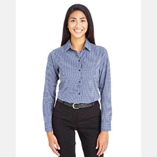 CrownLux Performance® Ladies' Tonal Mini Check Woven Shirt Thumbnail