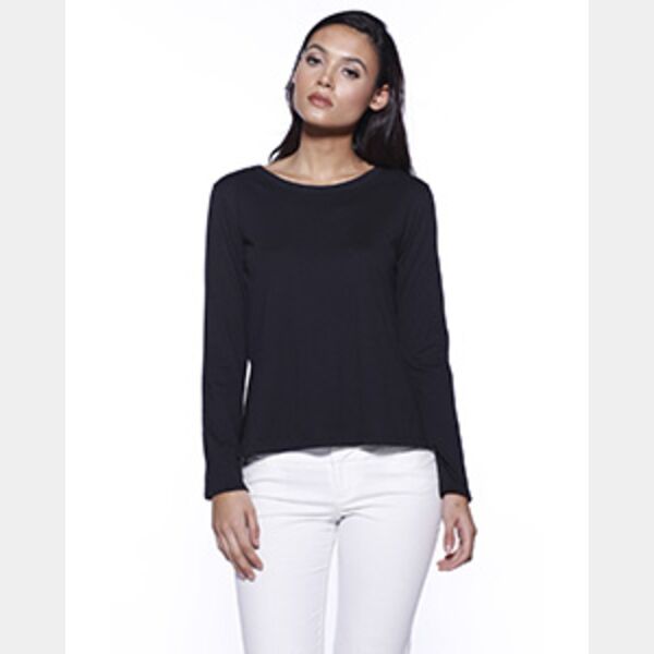 Ladies' CVC High Low Long-Sleeve T-Shirt Thumbnail