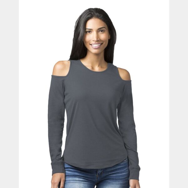 Women's Cold Shoulder Long Sleeve T-Shirt Thumbnail