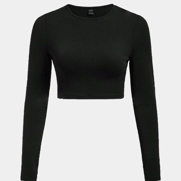 FBD_LS_Solid Round Neck Crop Tee Thumbnail