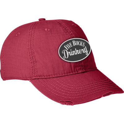 Burgundy Distressed Cap w Patch Logo Thumbnail