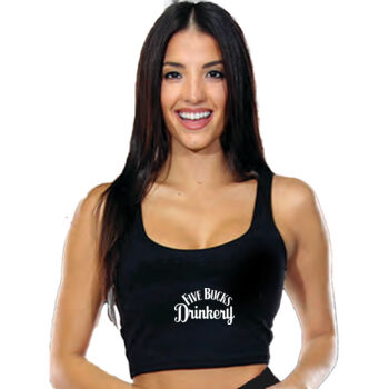 FBD Ladies Class Act Cropped Tank Top - Black Printed Center Thumbnail