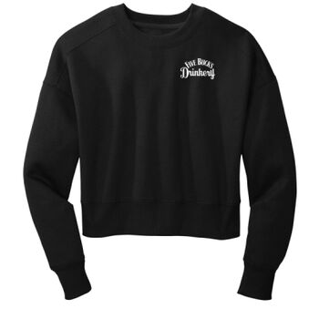 FBD Fleece Cropped Crew Sweater - Black Printed Thumbnail