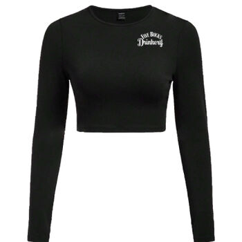 FBD Ladies Round Neck Crop L/S Tee - Black Printed Thumbnail