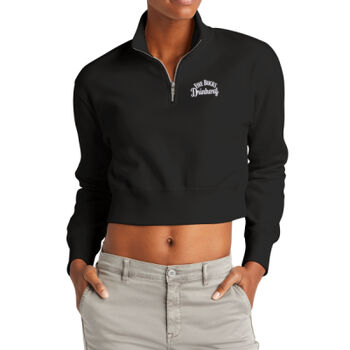 FBD Ladies V.I.T. Fleece Crop 1/2-Zip - Black EMB Thumbnail
